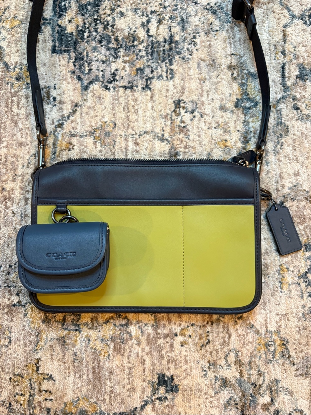 Y2K Coach C8140 Heritage Convertible Crossbody Hybrid Colorblock Bag Lime Green